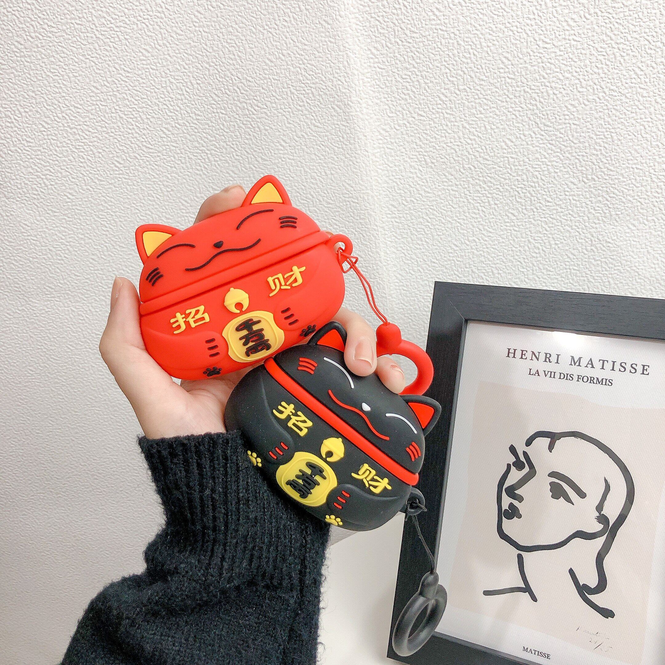 3D Silicone Cases for Huawei Freebuds Pro Case Cute Lucky Cat CartoonEarphone Cover Fundas for Huawei FreeBuds PRO Case Cover