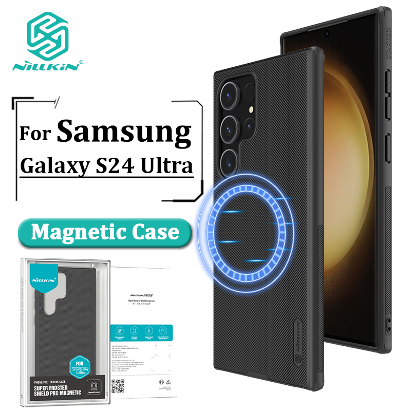 Nillkin Hard PC + TPU MagSafe Case for Samsung Galaxy S24 Ultra Phone Case Luxury Super Frosted Shield Pro PC + TPU Hard Protection Back Cover
