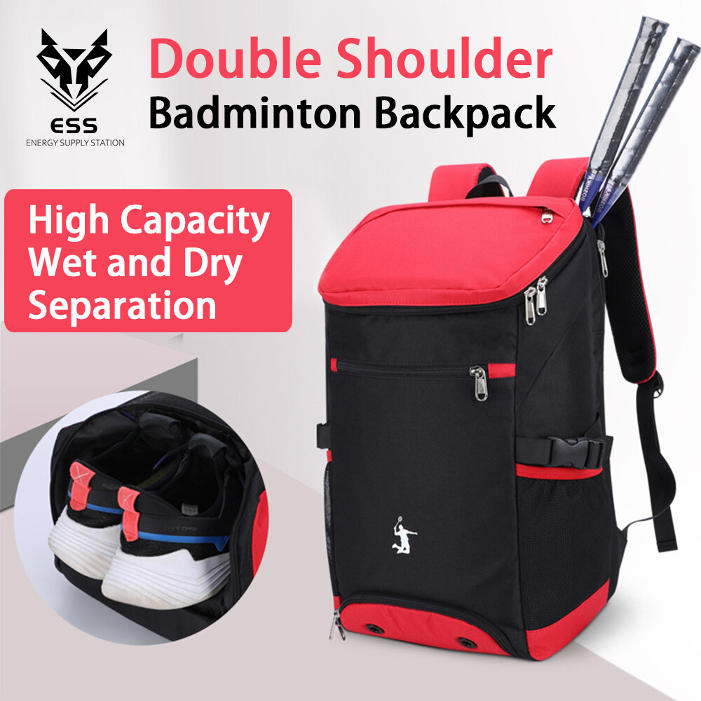 【ESS】2022 New Genuine Badminton Bag Double Shoulder Badminton Backpack Tennis Bag Men's and Women's Multifunctional Badminton Racket Bag