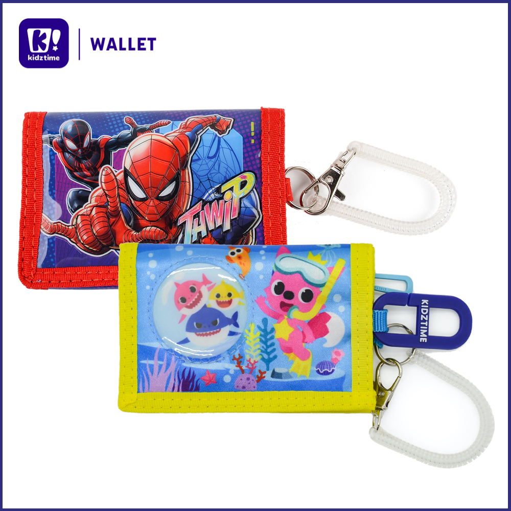 Kidztime Wallet Bifold/Trifold With Coin Compartment Elastic Spring Coil Keychain