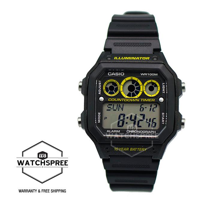 [Watchspree] Casio Standard Digital Men's Black Resin Band Watch AE1300WH-1A AE-1300WH-1A