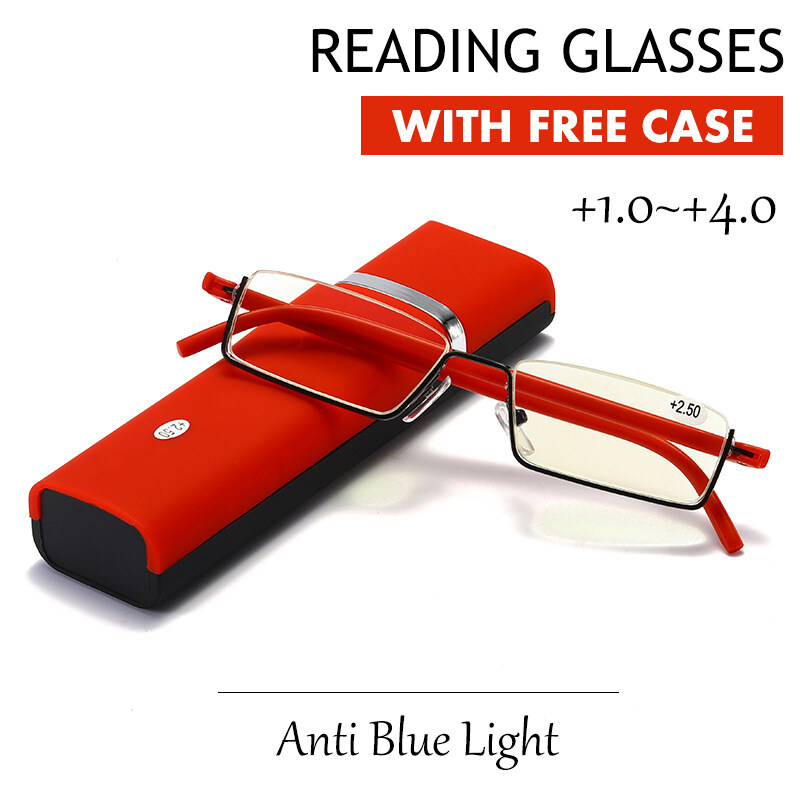 Portable Reading Glasses For Women Men Presbyopic Eyeglasses With Grade +1.0 1.5 2.0 TR90 Half Frame Anti Blue Light Resin Lens