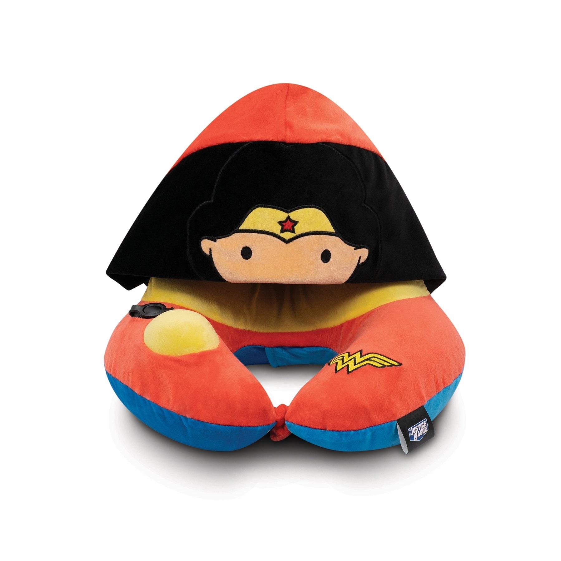Justice League Kid's 3D Pump Pillow with Foldable Hood (Wonder Woman)