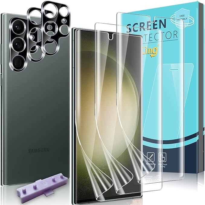 Zeking [3 + 3-Piece Set] Screen Protector [Non-Glass] and Camera Lens Protector for Samsung Galaxy S23 Ultra 5G, Flexible TPU Film, Scratch-Resistant Phone Case