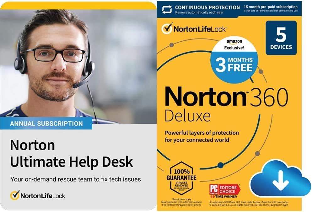 Norton Ultimate Help Desk | Annual Subscription + EXCLUSIVE Norton 360 Deluxe – Antivirus software